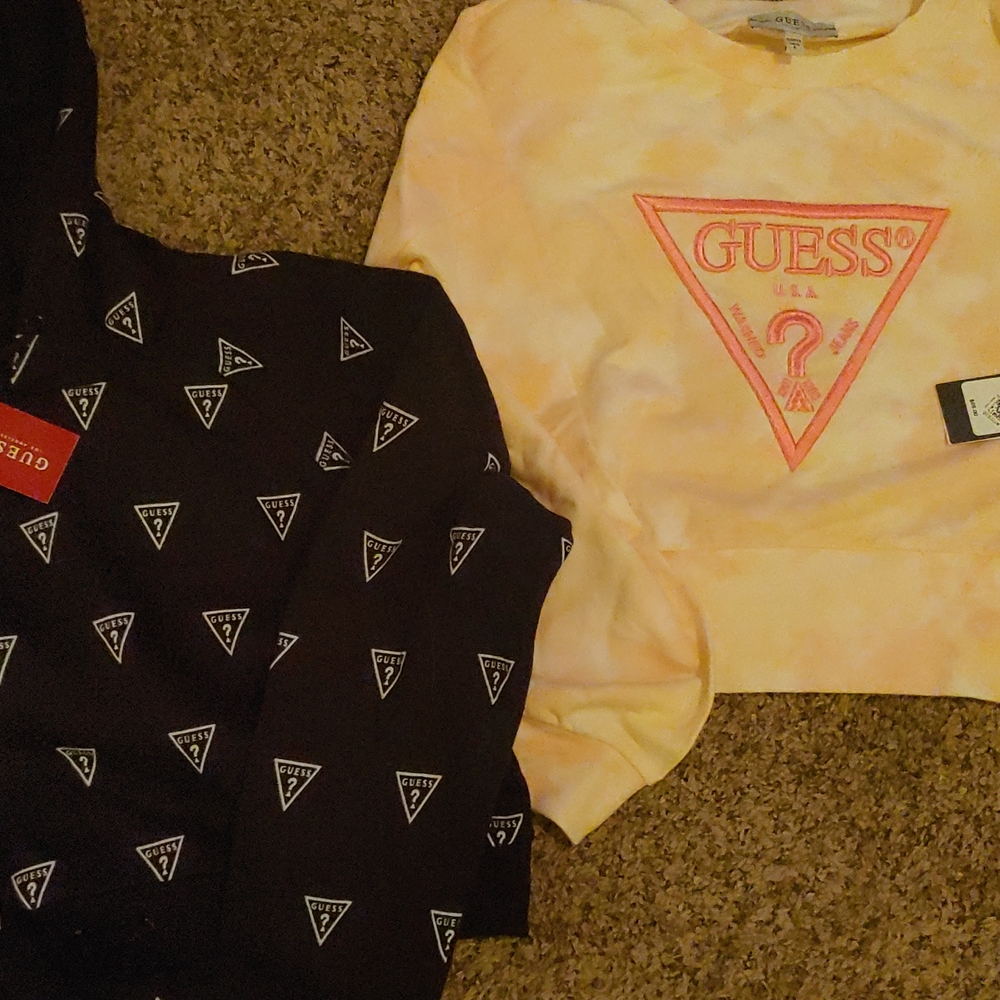 2 Brand new Guess cropped sweatshirts.